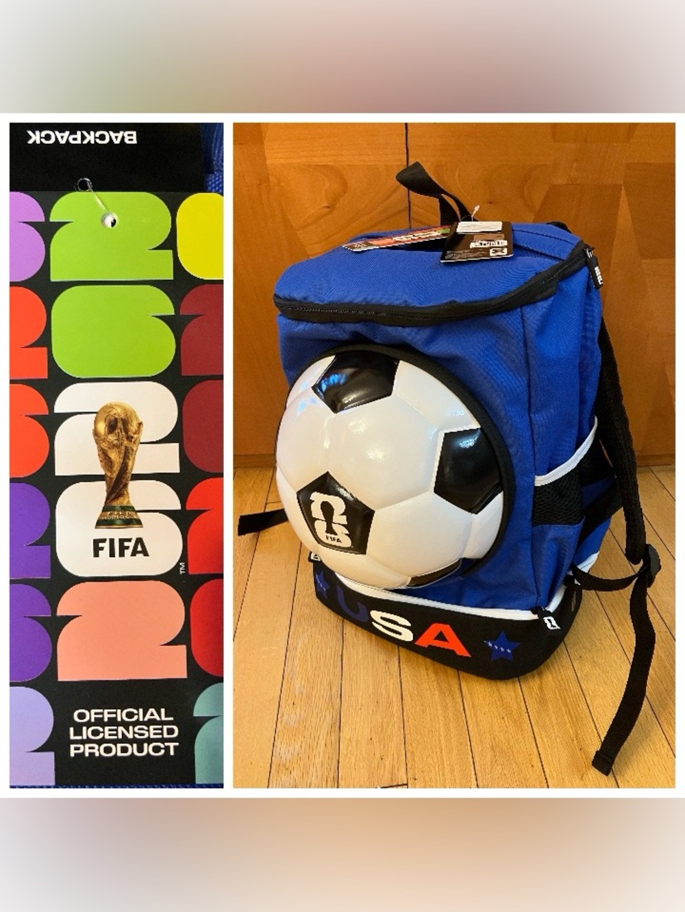 Team USA FIFA 2026 Official Soccer Ball Backpack - Blue with Black & White